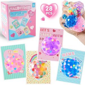 28 Pack Easter Basket Stuffers for Toddler with Stress Ball Bulk, Easter Egg Fil